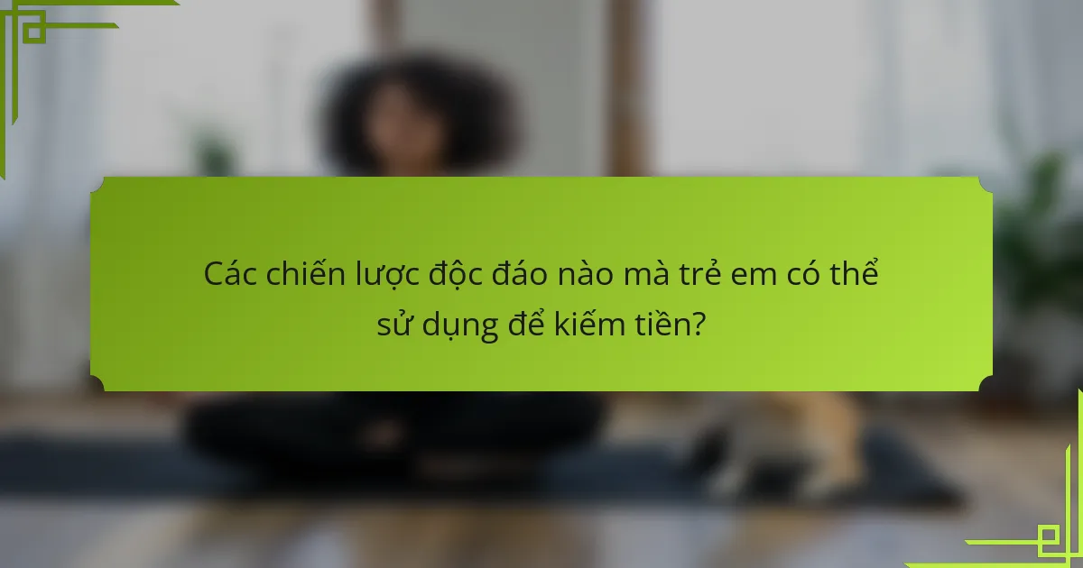 Các chiến lược độc đáo nào mà trẻ em có thể sử dụng để kiếm tiền?
