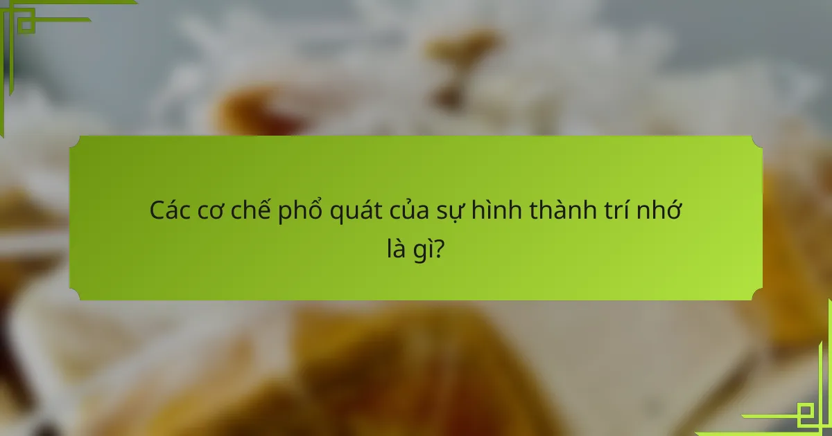 Các cơ chế phổ quát của sự hình thành trí nhớ là gì?