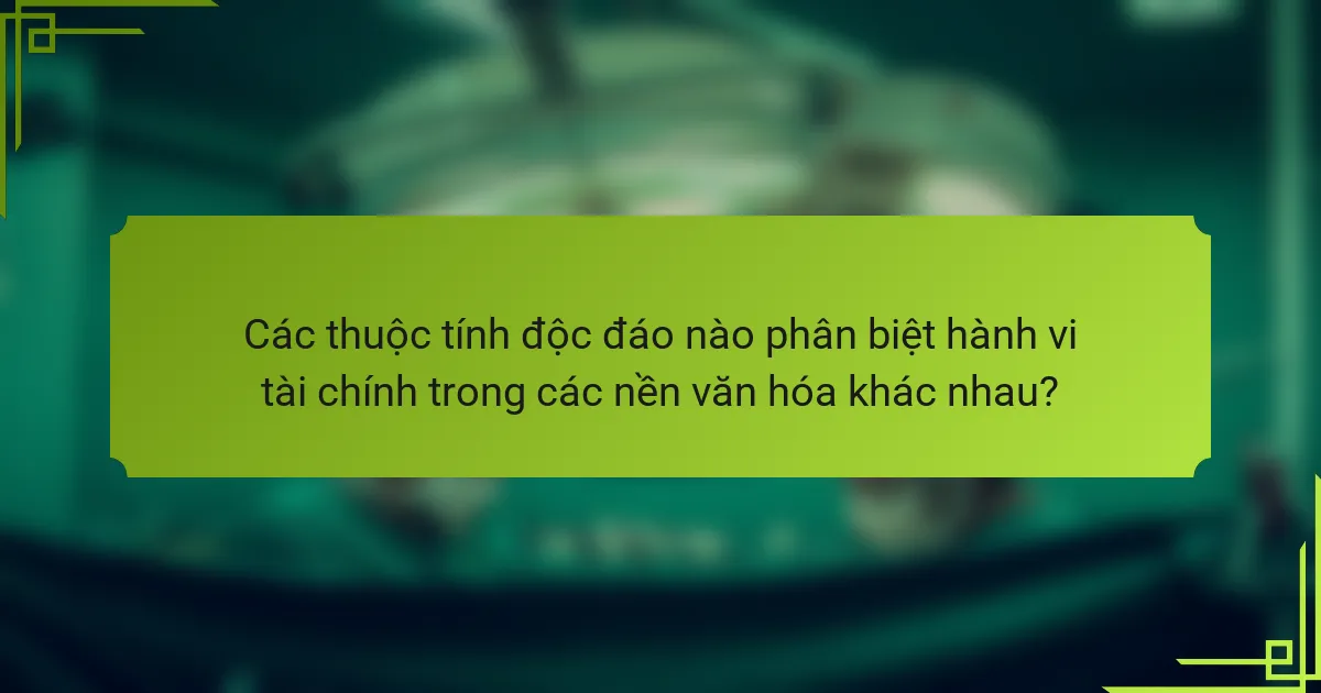 Các thuộc tính độc đáo nào phân biệt hành vi tài chính trong các nền văn hóa khác nhau?